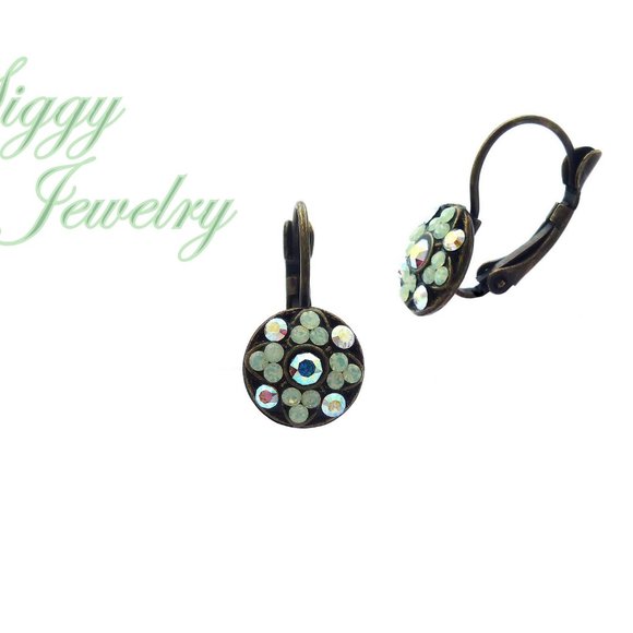 Mint Opal and AB Dainty Flower Drop Earrings - Picture 3 of 4